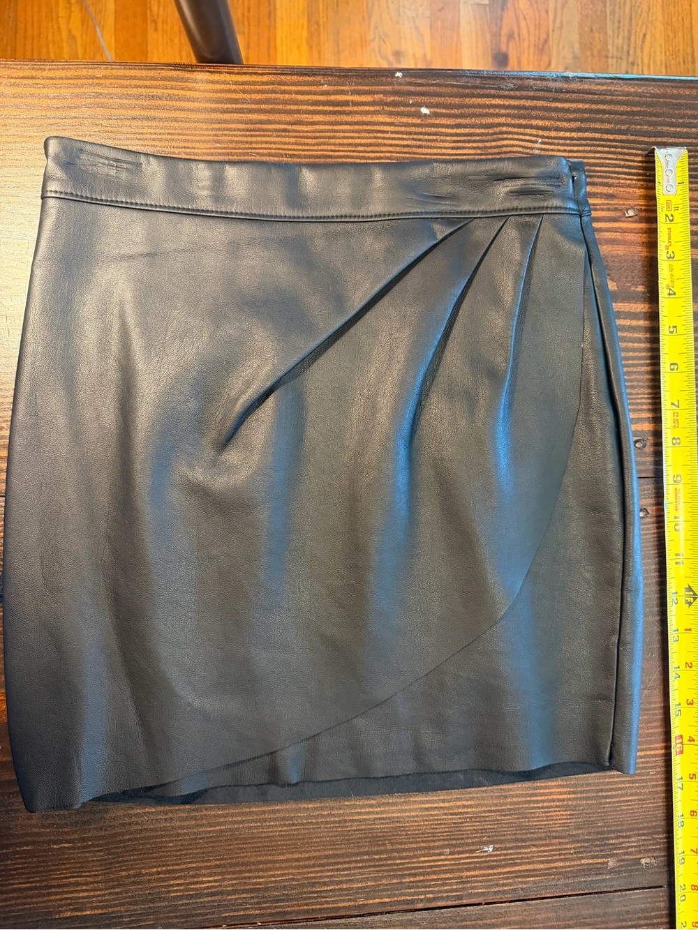 Black Faux Leather Pleated Mini Skirt